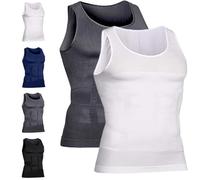 Shaping Tank Men,2025 New Breathable Invisible Compression Shirts Shaper Vest for Men Build Perfect Body (2-PCS-B,M)