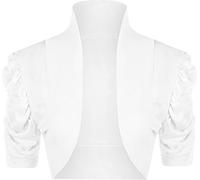 Shaposh Fashion® - Coprispalle da donna con maniche a sbuffo a costine, taglia 40-46, bianco, 44-46