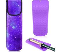 Shappy 2 Pieces Flat Iron Case Holder Heat Resistant Curling Iron Neoprene Straightener Holder and Silicone Travel Mat for Hair Tools Curling Iron Organizer Bag or Daily Use(Starry Sky)