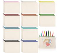 Shappy 20 astucci in tela con cerniera, per matite, trucchi, in cotone, per viaggi, fai da te (24 x 17 cm, L)