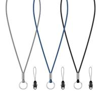 Shappy 3 Pezzi Cinghie da Collo in Nylon Cordino per Badge Identificativi con Fibbia e Anello per Chiavi Laccio Lungo Cinturini da Collo Laccetto per Portachiavi Telefono(Nero, Grigio, Blu Scuro)