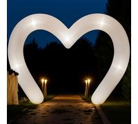 Shappy Arco gonfiabile per San Valentino, 2,7 m, decorazione per esterni, a forma di cuore, con LED integrati, per interni ed esterni, prato, cortile, giardino (bianco)