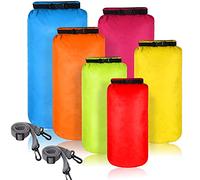 Shappy Set di 6 Borse Stagne Sacche Impermeabili Nautiche Sacchi Ermetici Leggeri da 20L 15L 10L 8L 5L 3L e Tracolla Lunga Regolabile per Kayak Imbarcazione Escursionismo Campeggio (Colore Brillante)