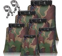 Shappy Set di Borsa Asciutta Impermeabile Sacche Stagne Impermeabili Leggeri da 15 L+ 8 L +5 L+4 L+3 L+ 2 L e 2 Tracolle Lunghe Regolabili per Kayak, Rafting, Canottaggio (Colore Mimetico, 6)