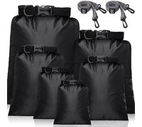 Shappy Set di Borsa Asciutta Impermeabile Sacche Stagne Impermeabili Leggeri da 15 L+ 8 L +5 L+4 L+3 L+ 2 L e 2 Tracolle Lunghe Regolabili per Kayak, Rafting, Canottaggio (Nero, 6)