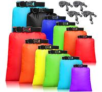 Shappy Set di Borsa Asciutta Impermeabile Sacche Stagne Impermeabili Leggeri da 15 L+ 8 L +5 L+4 L+3 L+ 2 L e 2 Tracolle Lunghe Regolabili per Kayak, Rafting, Canottaggio (Colori Vivaci, 12)