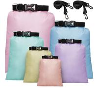 Shappy Set di Borsa Asciutta Impermeabile Sacche Stagne Impermeabili Leggeri da 15 L+ 8 L +5 L+4 L+3 L+ 2 L e 2 Tracolle Lunghe Regolabili per Kayak, Rafting, Canottaggio(Macaron,6)