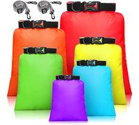 Shappy Set di Borsa Asciutta Impermeabile Sacche Stagne Impermeabili Leggeri da 15 L+ 8 L +5 L+4 L+3 L+ 2 L e 2 Tracolle Lunghe Regolabili per Kayak, Rafting, Canottaggio (Colori Misti, 6)
