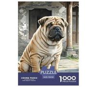 Shar Pei 1000Pezzi Puzzle Immagine Dipinta Pet Dog Divertimento Per Adulti Regalo Compleanno Per Bambini Dai 14 Anni In Su Per Adulti E Bambini A Partire Dai 12 Anni70x50cm/1000pcs