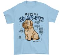 Shar Pei Anatomia Divertente Cane T-Shirt 100% Cotone