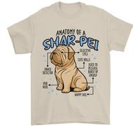 Shar Pei Anatomia Divertente Cane T-Shirt 100% Cotone