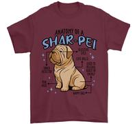 Shar Pei Anatomia Divertente Cane T-Shirt 100% Cotone