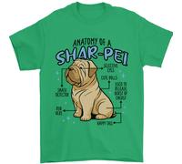 Shar Pei Anatomia Divertente Cane T-Shirt 100% Cotone