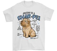 Shar Pei Anatomia Divertente Cane T-Shirt 100% Cotone