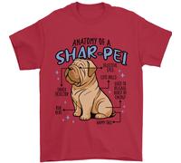 Shar Pei Anatomia Divertente Cane T-Shirt 100% Cotone