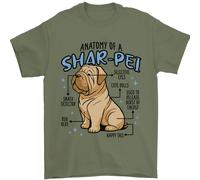 Shar Pei Anatomia Divertente Cane T-Shirt 100% Cotone