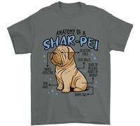 Shar Pei Anatomia Divertente Cane T-Shirt 100% Cotone