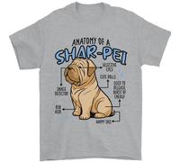 Shar Pei Anatomia Divertente Cane T-Shirt 100% Cotone