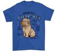 Shar Pei Anatomia Divertente Cane T-Shirt 100% Cotone