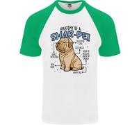Shar Pei Anatomia Divertente Cane Uomo S/S Baseball T-Shirt