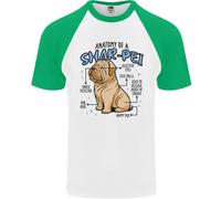 Shar Pei Anatomia Divertente Cane Uomo S/S Baseball T-Shirt