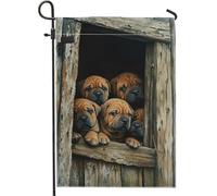 Shar Pei - Bandiera da giardino per cuccioli, colore marrone, decorazione per la casa, motivo: bandiera da giardino a due lati in iuta, decorazione per esterni stagionale, 30,5 x 45,7 cm
