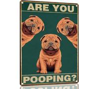 Shar-Pei Cinese "Stai Facendo La Cacca?" Placca Murale Nostalgic Segno Di Latta Pittura Segnale Di Avviso Per Interni Man Cave Bagno 20X30 Cm