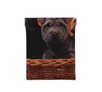 Shar Pei Cucciolo Nero Cani Piccoli Cucciolo Grigio Animali Domestici, Spremere il portafoglio superiore da donna Borsa portaoggetti Piccola portamonete Portamonete