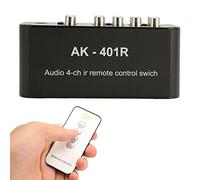 Sharainn 4 Vie Switcher, Stereo A 4 Vie AV Selettore RC A Switcher, Multifunzionale 4 in 1 Out RC Un Selettore Stereo Switchs con Controllo Remoto IR per DVD Console di Gioco