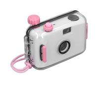 Sharainn Fotocamera Pellicola, Fotocamera Pellicola Riutilizzabile da 35 Mm con Custodia per L'acqua, velocità Dell'otturatore 1/100s, Obiettivo F/9 28mm, Fotocamera retrò (Pink bianco con orecchie
