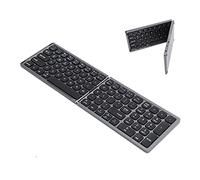 Sharainn Tastiera Bluetooth Pieghevole, Portatile Wireless Ultra Sottile di Dimensioni Standard con Tastierino Numerico Indipendente, per Tablet Smartphone IOS W (Grigio Ferro)