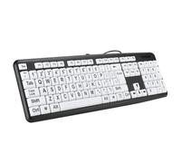 Sharainn Tastiera per Anziani, Tastiera per Computer con Stampa di Grandi Dimensioni, Cablata USB con Lettera di Stampa Grande Dimensioni Standard Standard per Persone Anziane (BLACK)