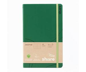 share Journal A5 a quadretti - Quaderno per appunti dona un'ora di insegnamento per uno scolaro, taccuino Upcycling in mela - verde
