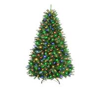 SHareconn 150 cm Albero di Natale con Luci Incorporate Artificiale, di Alta qualità con 260 Luci Bianche Calde e Multicolori, 12 modalità luce, 642 Punte di Rami, Supporto pieghevole in metallo