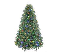SHareconn 180 cm Albero di Natale con Luci Incorporate Artificiale, di Alta qualità con 330 Luci Bianche Calde e Multicolori, 8 modalità luce, 1018 Punte di Rami, Supporto pieghevole in metallo