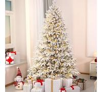 Shareconn 190cm Albero di Natale con 1922 Rami in PE&PVC, 340 Luci LED Bianche Calde Integrate, Punte ci Rami Di Neve, Base Pieghevoleper La Decorazione di Feste In Ufficio A Casa