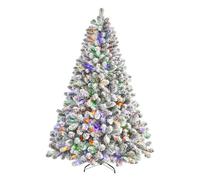 Shareconn 213 cm Preilluminato Albero di Natale Artificiale, Albero di Natale Innevato con Supporto in Metallo Pieghevole, 400 Luci LED Premium, 12 Modalità di Luce, Perfetto per Decorazioni Natalizie