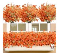 SHareconn 24 Mazzi Fiori Finti Autunnali, Lavanda & Viola, Fiori Artificiali da Esterno UV Resistenti per Decorazioni Autunnali Casa/Giardino, Arancio & Toni Autunnali