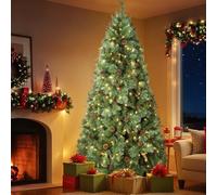 SHareconn Albero di Natale Artificiale 180 cm, Albero di Natale con Luci Incorporate-300 LED, Supporto Metallico Pieghevole e Telecomando Multifunzionale, Decorazioni Natalizie per la Casa