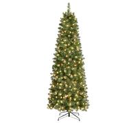 SHareconn Albero di Natale Slim 180 cm, Albero Natale Slim con 545 Rami e Punte, 200 Bianco Caldo e Supporto in Metallo Pieghevole, Decorazioni Natalizie per la Casa, Verde