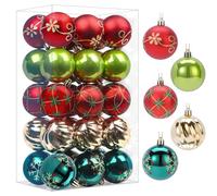 SHareconn Set di 30 palline per albero di Natale, 6 cm, palline in plastica colorata infrangibile, decorazioni per albero di Natale, festività e matrimoni (Rosso Verde, 60 mm)