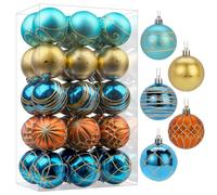 SHareconn Set di 30 palline per albero di Natale, 6 cm, palline in plastica colorata infrangibile, decorazioni per albero di Natale, festività e matrimoni (Blu & Oro, 60 mm)
