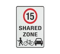 Shared Zone Speed Limit 15 Kph cartello di sicurezza, cartelli esterni, 30,5 x 20,3 cm, cartello per casa, affari, segnale di allarme vialetto