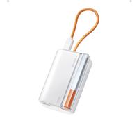 sharge 45W Schnelllade Mini Powerbank 10000mAh, Kompakte USB-C Powerbank mit integriertem Kabel, PD 3.0 & QC 3.0, Dual-Ausgang für iPhone 17/16/15, iPad & mehr