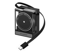 SHARGE 65W Caricatore USB C Retractable, Carica batterie GaN da Muro USB C Doppio con cavo USB C Retrattile, Ricarica Rapida PD per MacBook Air Pro, iPhone 16, 15, iPad Nero