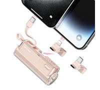 SHARGE Flow Mini 2 Power Bank con cavo integrato, 22,5 W Max Caricabatterie portatile da viaggio, batteria a ricarica rapida con connettore iOS e USB C per iPhone 16/15/14, Galaxy e altro ancora