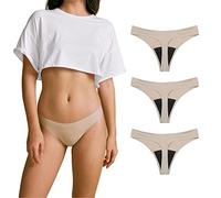 SHARICCA Mutande Ciclo Mestruale Donna Mestruali Perizoma Senza Cuciture Mutande Assorbenti Mestruali Lavabili Donna Intimo Protettive (3 Pack02-Beige, L)