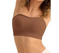 SHARICCA Reggiseno senza spalline da donna senza ferretto, senza cuciture, senza spalline, push up, senza cuciture, senza cuciture, con reggiseno imbottito in silicone antiscivolo, marrone scuro., L