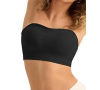 SHARICCA Reggiseno senza spalline da donna senza ferretto, senza cuciture, senza spalline, push up, senza cuciture, senza cuciture, con reggiseno imbottito in silicone antiscivolo, Nero , L
