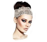 ShariRose Fascia per capelli in pizzo bianco da donna, accessori per capelli da donna, in pizzo elasticizzato, vintage, floreale, fascia per trucco, fasce per capelli di qualità fatte a mano (pizzo